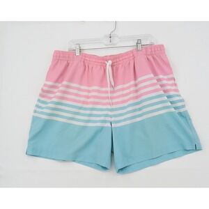 Chubbies Men Swim Trunks 2XL Pink Blue Striped 5.5 Inch Inseam Mesh Lined Shorts